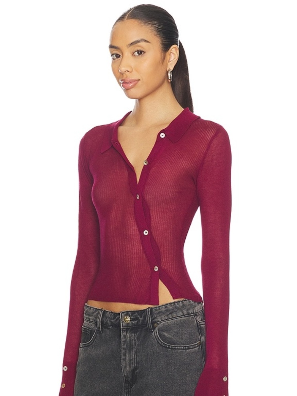 I.Am.Gia Davina Top in Burgundy Sz XS NWT Small Flaw - Picture 2 of 8